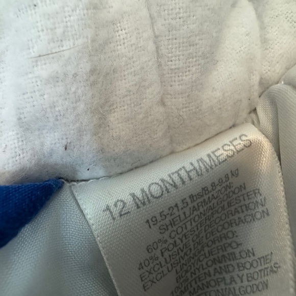 BRIGHTSIDE 12 MONTHS ✨ VINTAGE infant Blue Hooded Snowsuit with Mittens like new - Picture 3 of 3